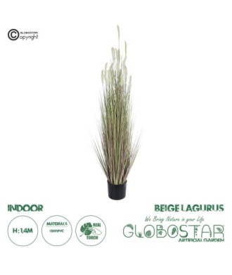 GloboStar® Artificial Garden BEIGE LAGURUS 21102 Διακοσμητικό Φυτό Μπεζ Λαγοουρά Υ140cm
